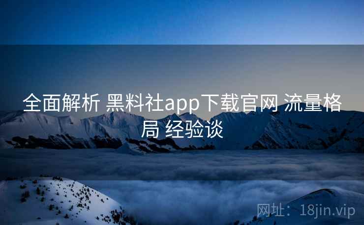 全面解析 黑料社app下载官网 流量格局 经验谈  第2张