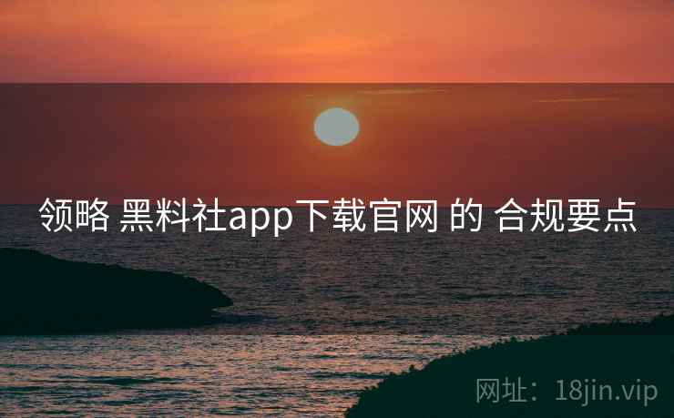 领略 黑料社app下载官网 的 合规要点  第1张