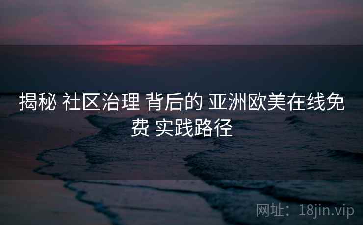 揭秘 社区治理 背后的 亚洲欧美在线免费 实践路径  第2张
