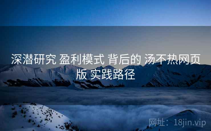 深潜研究 盈利模式 背后的 汤不热网页版 实践路径  第1张