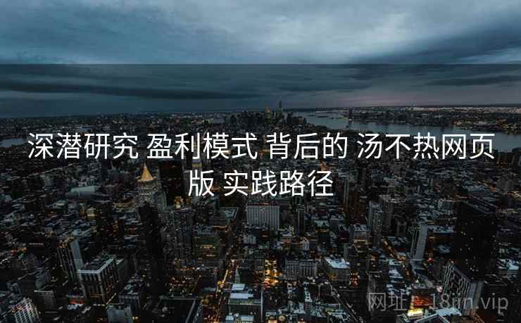 深潜研究 盈利模式 背后的 汤不热网页版 实践路径  第2张
