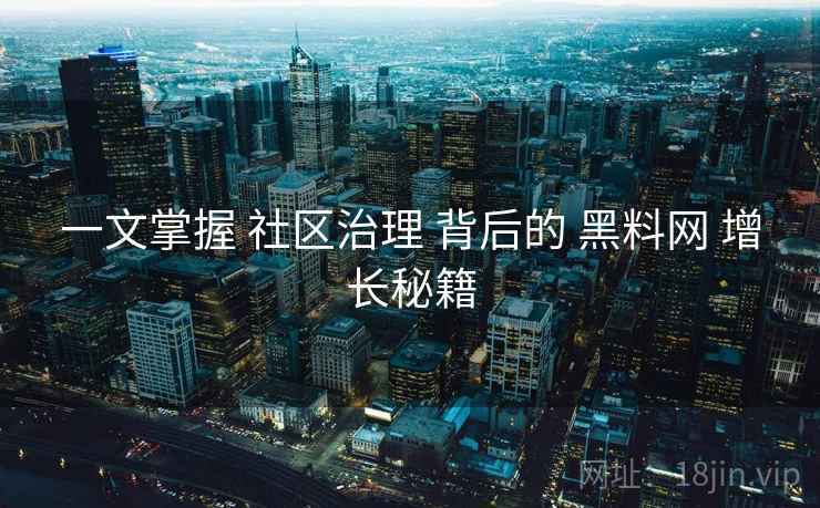 一文掌握 社区治理 背后的 黑料网 增长秘籍  第2张